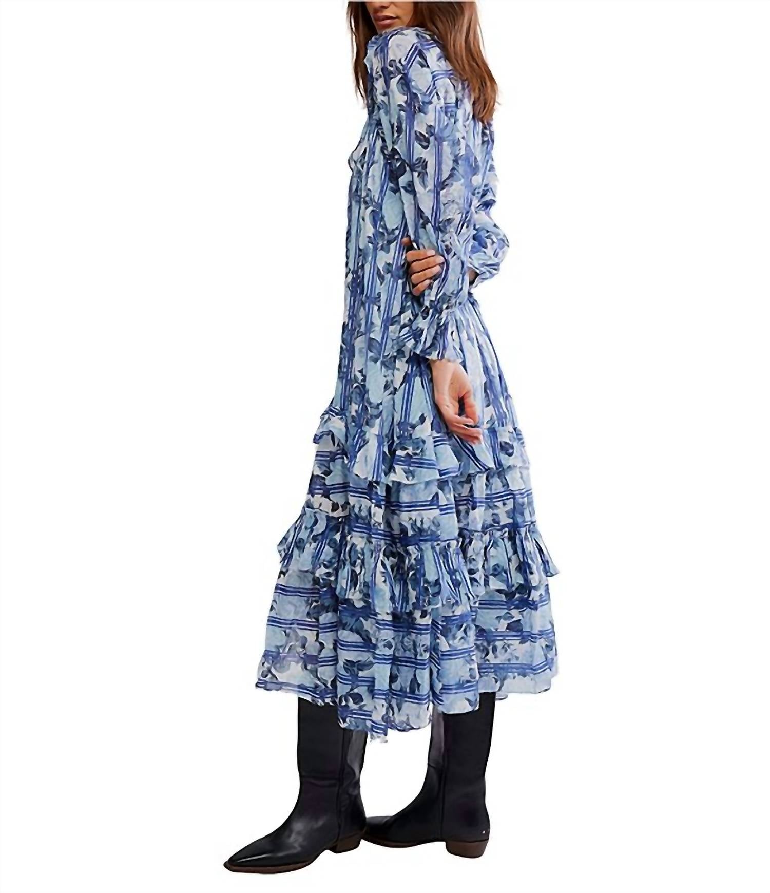Free People Garden Wonders Tiered Midi Dress in blue - women's dress - alternate view