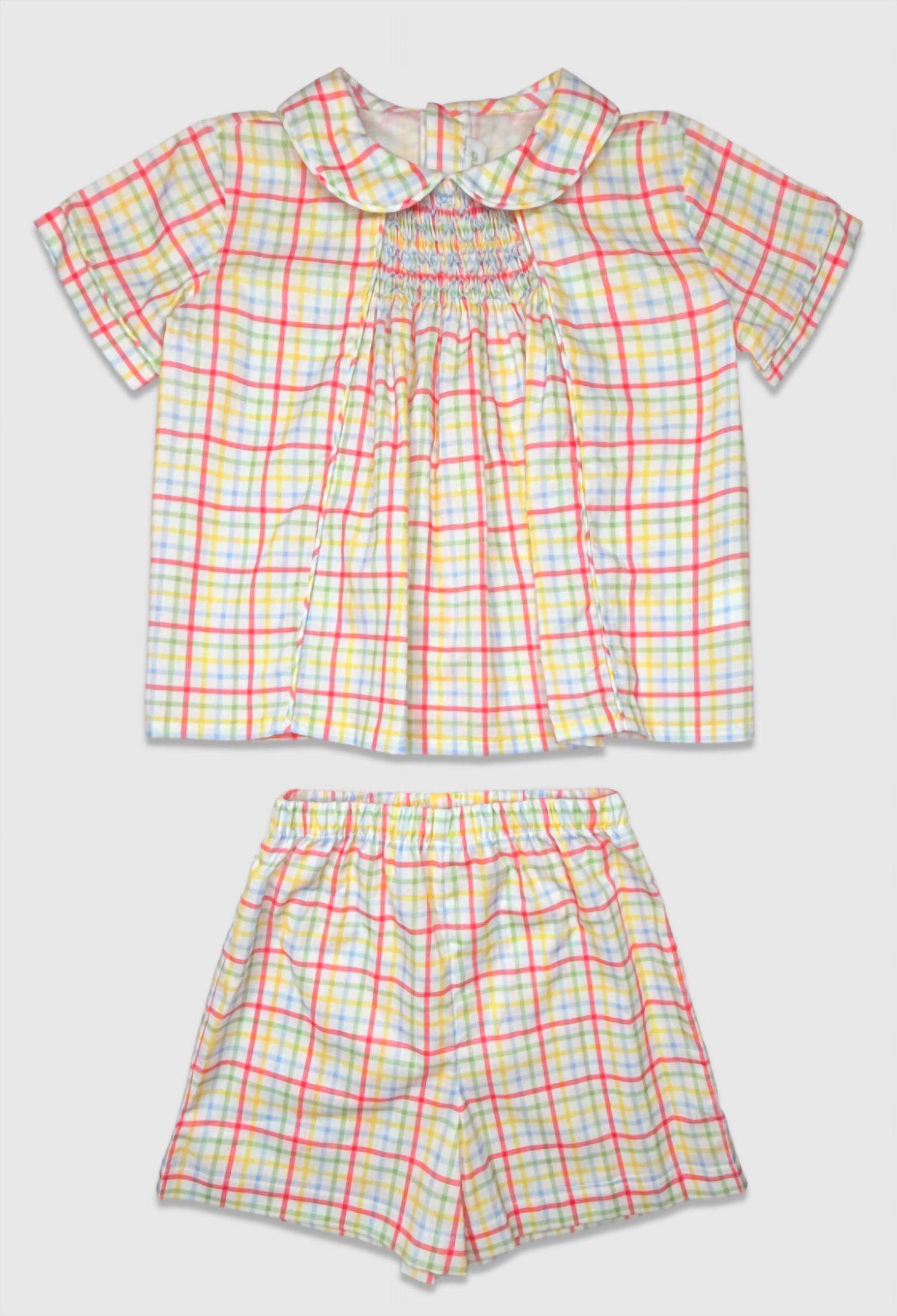 Percy & Tyne - Girl's Smocked Graham Short Set