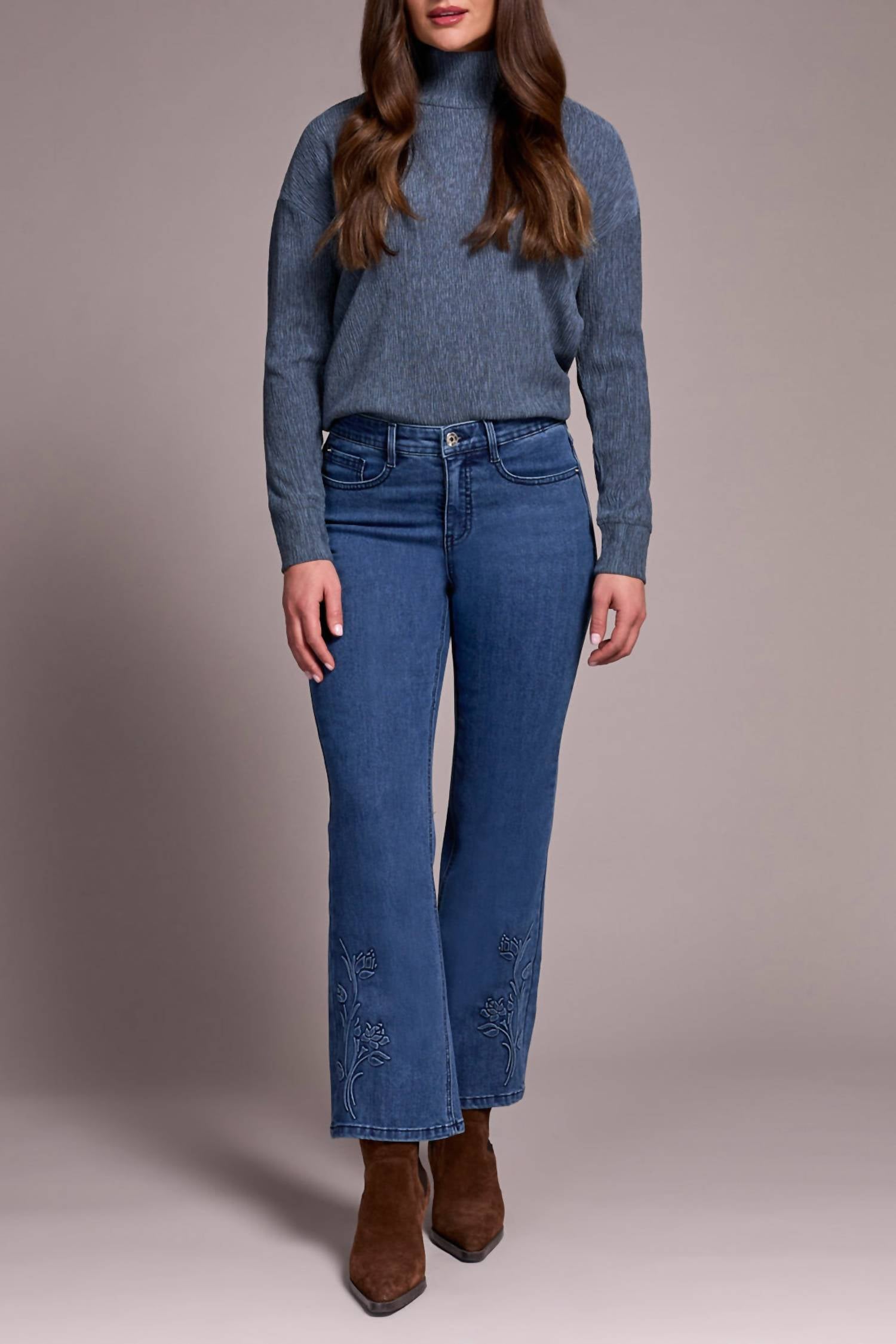 Tribal - Audrey With 3d Flower Flare Jeans