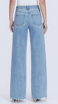 Flying Monkey - High Rise Full Length Raw Hem Wide Leg Jean