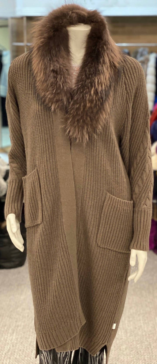 Morris Kaye - Knit Duster With Detachable Raccoon Collar
