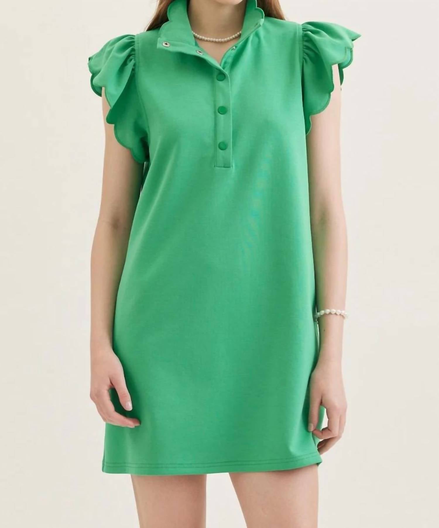 Entro - Scallop Flutter Sleeve Dress