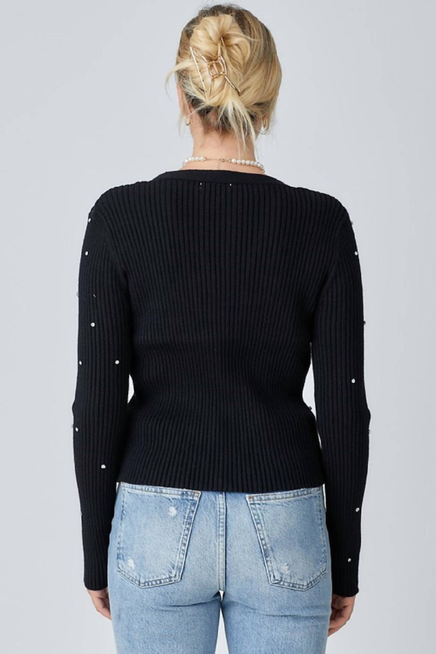 Baevely By Wellmade - Rhinestone Detail Cardigan