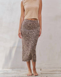 JADE BY JANE Wild Child Midi Skirt in brown and cream - women's skirt