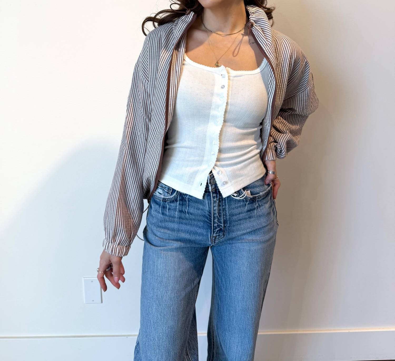 Buttermelon - Mel Collared Zip Front Drawstring Jacket