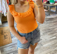 Hyfve - Ribbed Ruffle Top