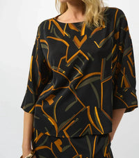 Joseph Ribkoff - Geometric Print 3/4 Sleeve Boxy Top