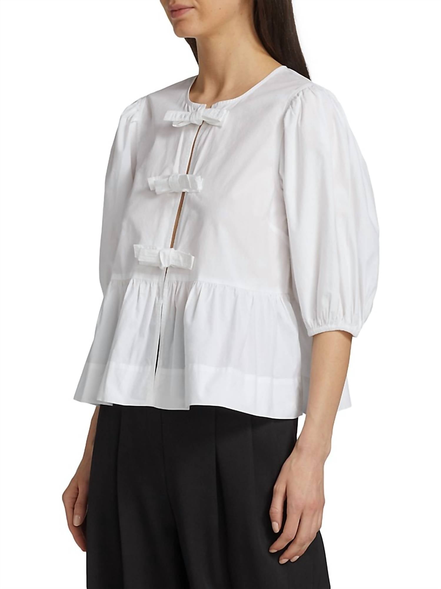 Ganni - COTTON POPLIN PEPLUM BLOUSE