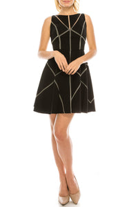 Aidan Mattox - Sleeveless Geometric Mesh Party Dress