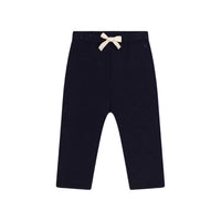 Petit Bateau Fleece Waistband Sweatpants in navy - kids' joggers - detail view