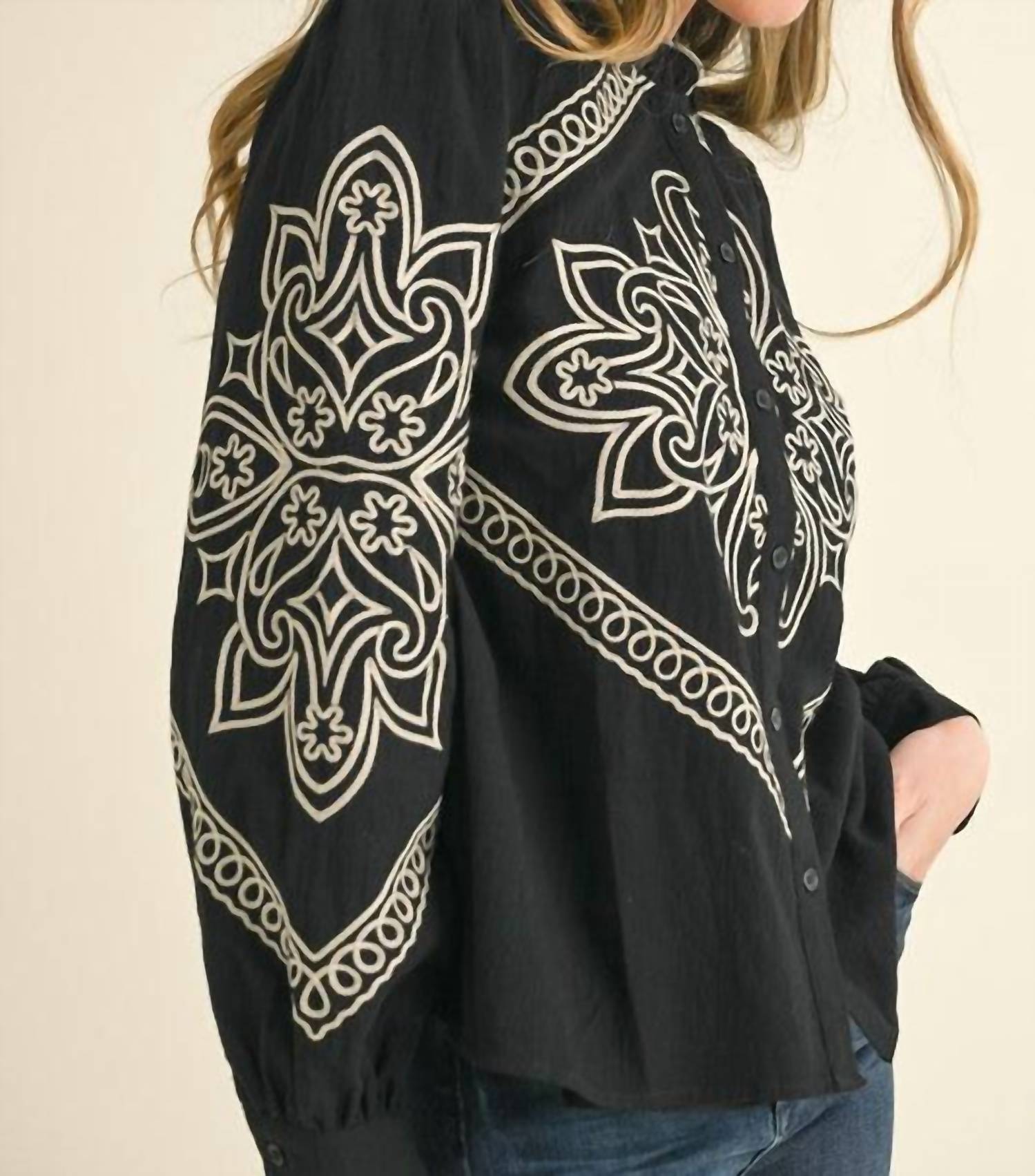 En Merci - Western Embroidered Top