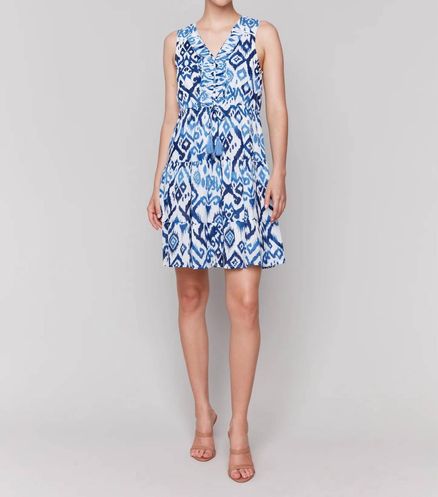 Charlie B - Printed Sleeveless Ruffled Dress
