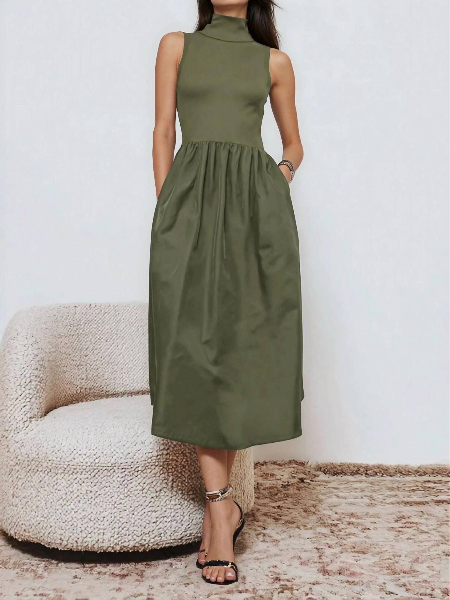 Naked Zebra - Mock Neck Maxi Dress