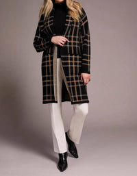 Tribal - Double Knit Long Plaid Coatigan
