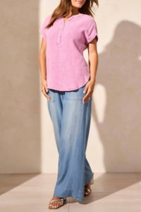 Tribal - Waffle Weave Gauze Cap Sleeve Top