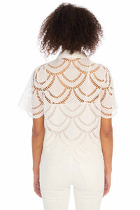 ALLISON NEW YORK Clyde Cotton Eyelet Shirt in white - women's shirt - detail view