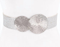 3Am By H&D Accessories - Women's Double Circle Metal Buckle Stretch Belt