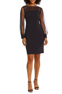 Maggy London - Long Sleeve Illusion Neckline Dress