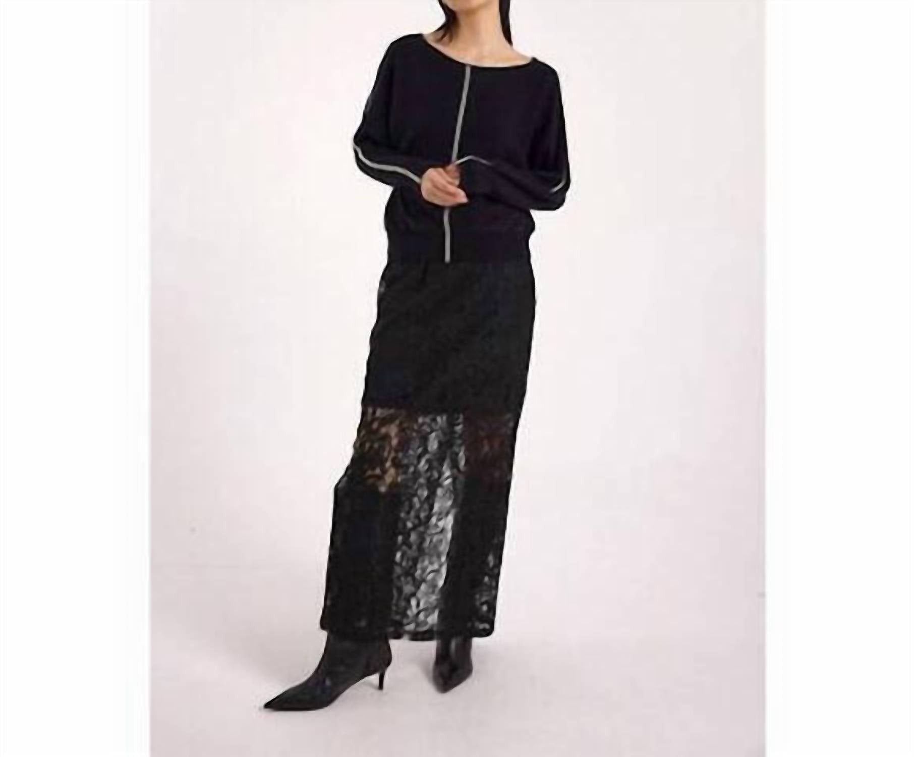 Brodie Cashmere Bree Bead Overarm Batwing Sweater in black - women's sweater