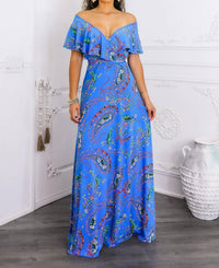 Surelymine - Paisley On Or Off-shoulder Maxi Dress