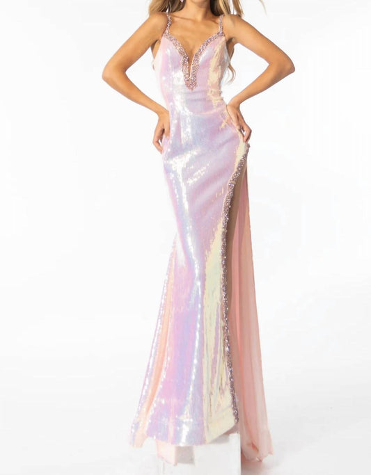 Ava Presley - Iridescent Sequin Gown With Slit