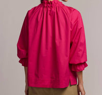 Hinson Wu Alina Long Sleeve Shirt Top in raspberry - women's blouse - alternate view