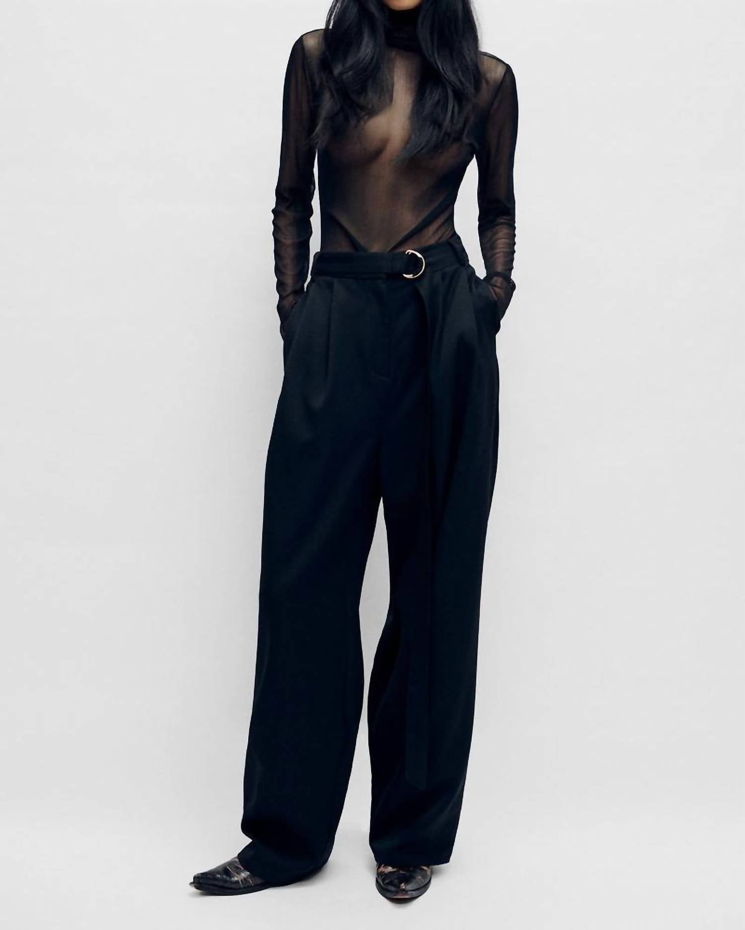 Silk Laundry - Silk Mesh Turtleneck