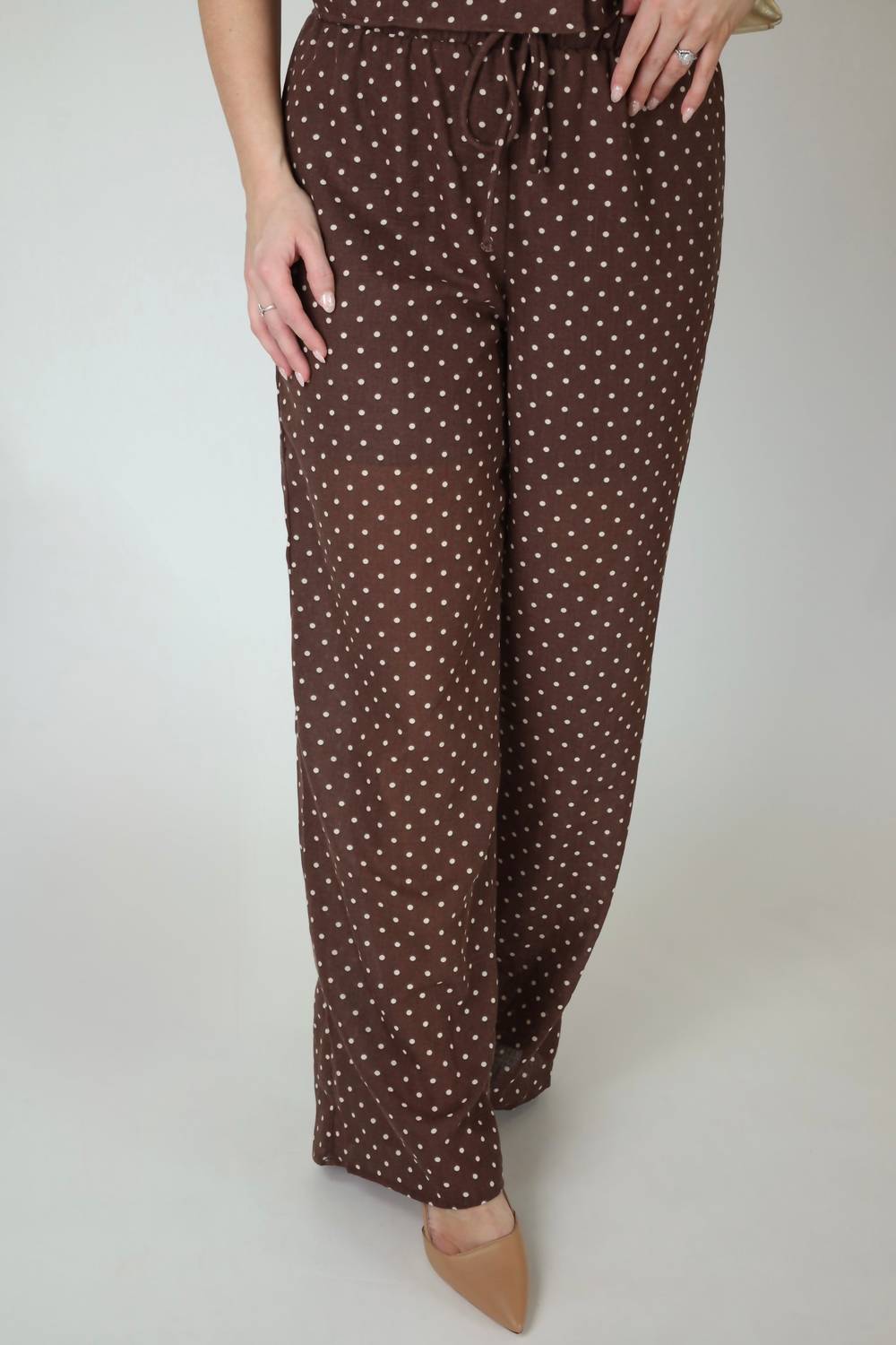 GILLI Piper Polka Dot Set in brown - women's sleepwear - alternate view