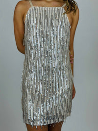 Star - Tween's Sequin Slip Dress With All Over Fringe