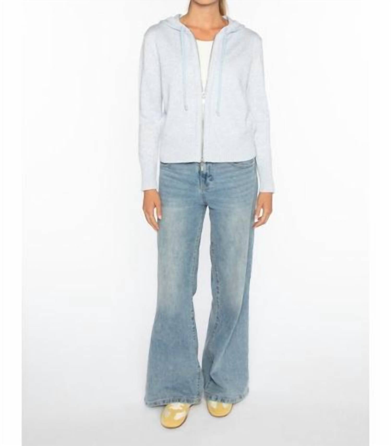 Kinross Marled Lurex Zip Hoodie in skyway multi 1 - women's cardigan