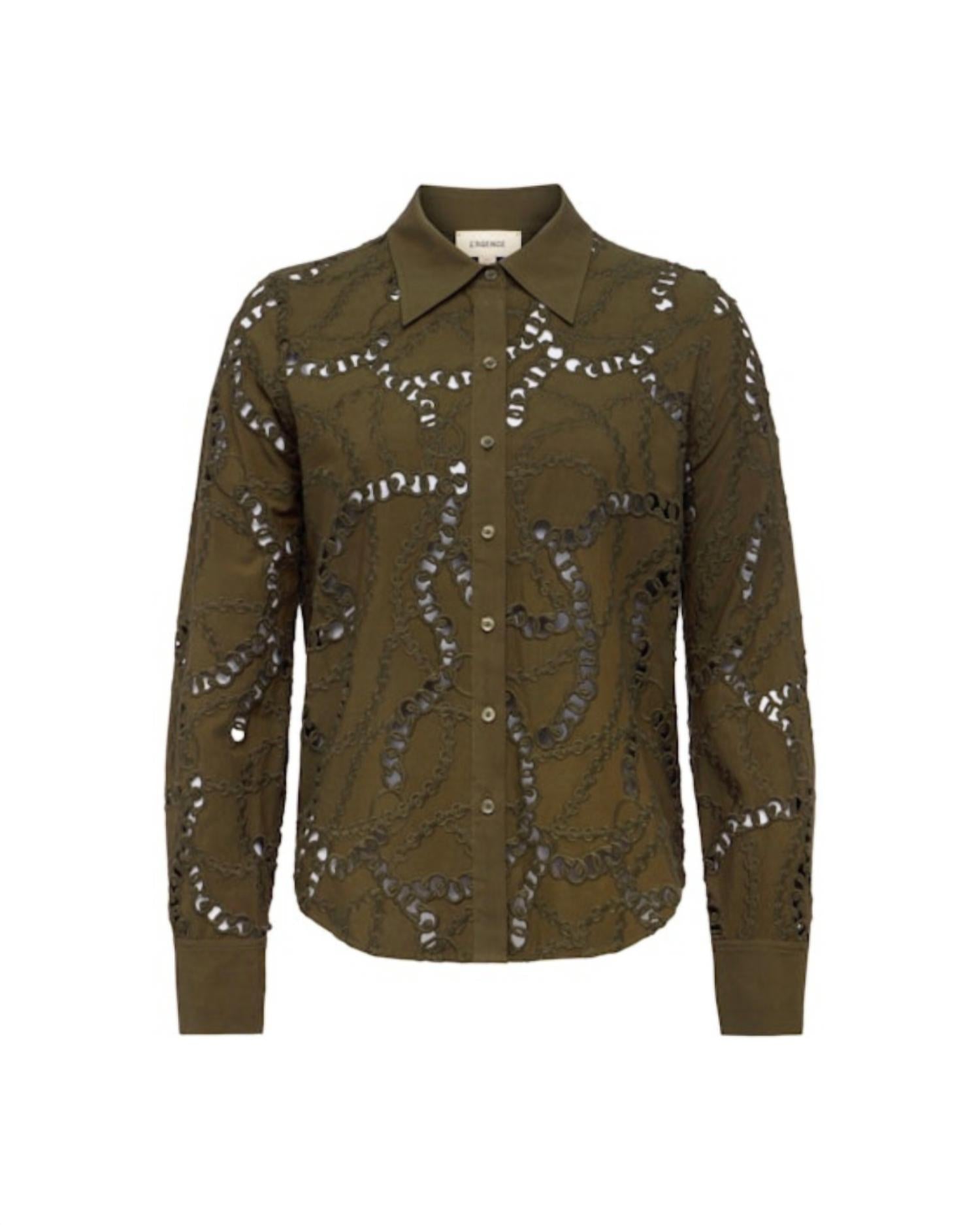 L'Agence - Ellery Eyelet Long Sleeve Blouse