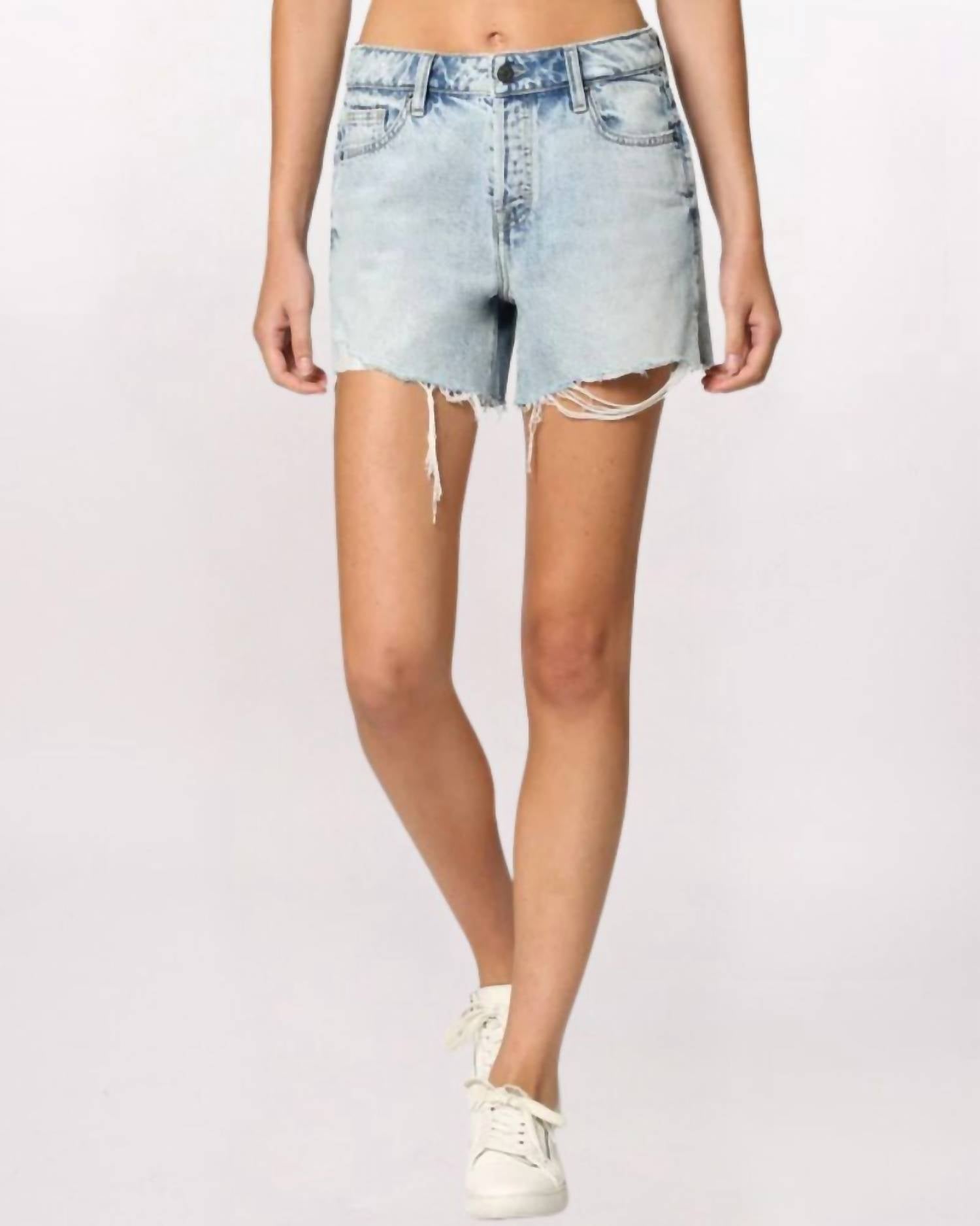 Hidden - Hi-rise Side Slit Mom Short