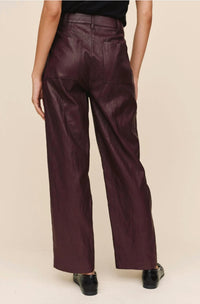Bella Dahl Faux Leather Pants in crimson embers - women's pants - alternate view