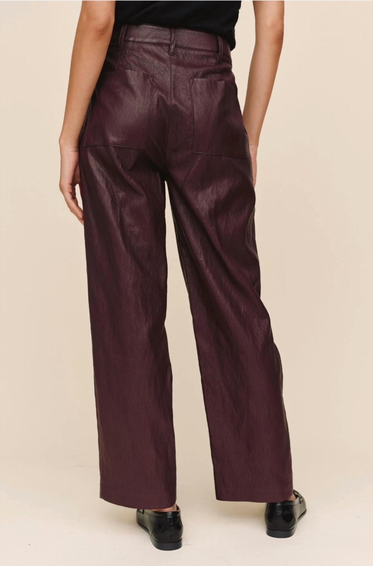 Bella Dahl Faux Leather Pants in crimson embers - women's pants - alternate view