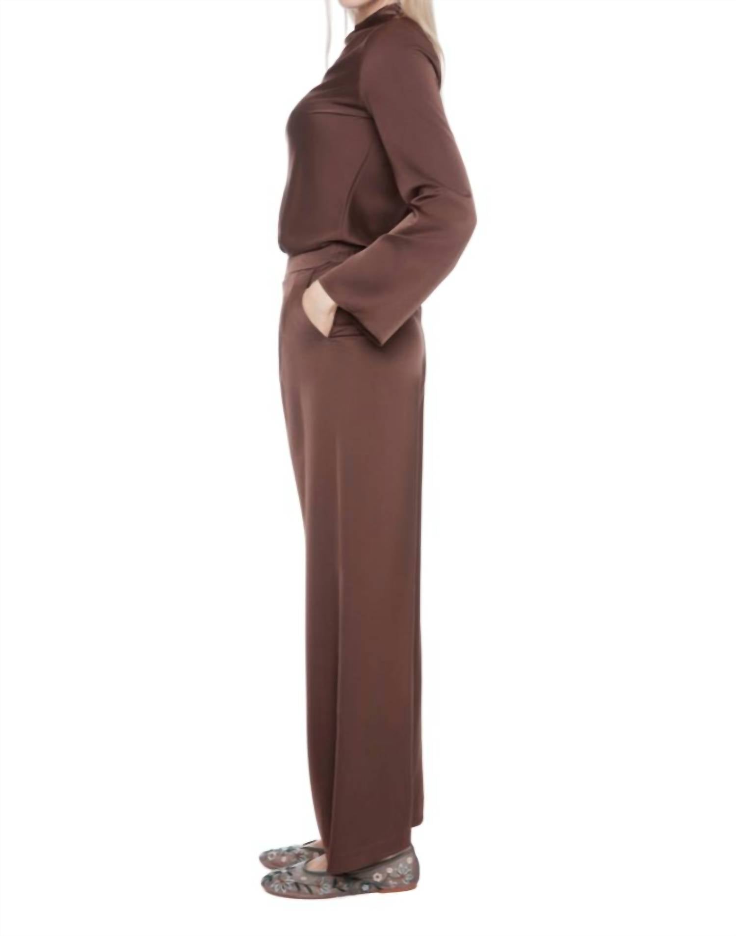 I Love Tyler Madison - Fiona Solid Satin Wide-leg Full-length Pant