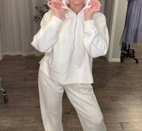 FATE + FORTUNE Mac And Me Quarter Zip Sweatshirt in white - women's top - detail view
