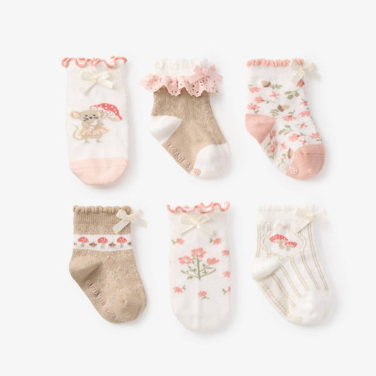 Elegant Baby - Magical Mouse Non Slip Baby Socks - 6 Pack