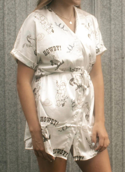 Merigold Kiss - Cowgirl Satin Shirt Dress