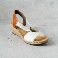 RIEKER Women's Low Wedge Sandal in white - women's sandal - alternate view