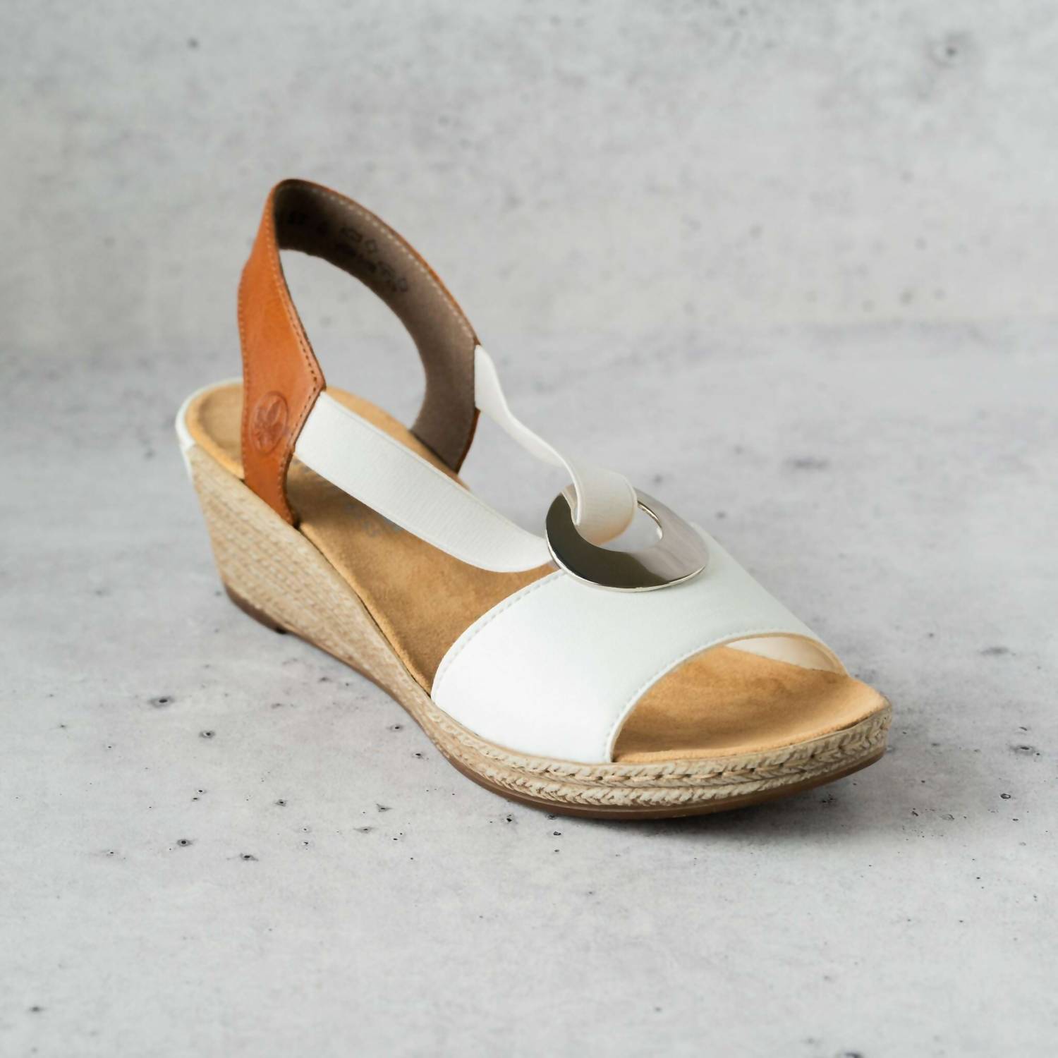 RIEKER Women's Low Wedge Sandal in white - women's sandal - alternate view