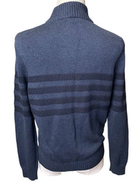 Tahari - Quarter Zip Stretch Pullover Striped Mock Neck Sweater