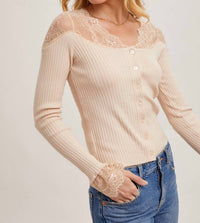 Bluivy - Kallie Lace Trimmed Knit Top