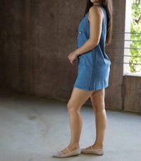 Karlie - Denim Pocket Button Dress