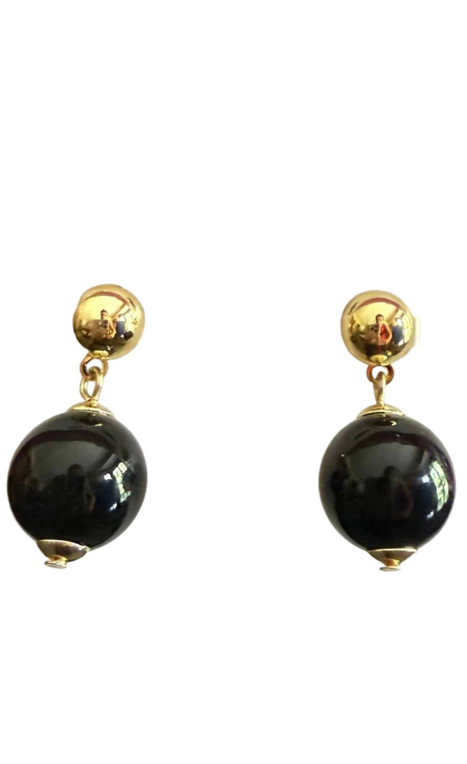 ZENZII Women's Bead Post Back Earrings in gold black - women's jewelry