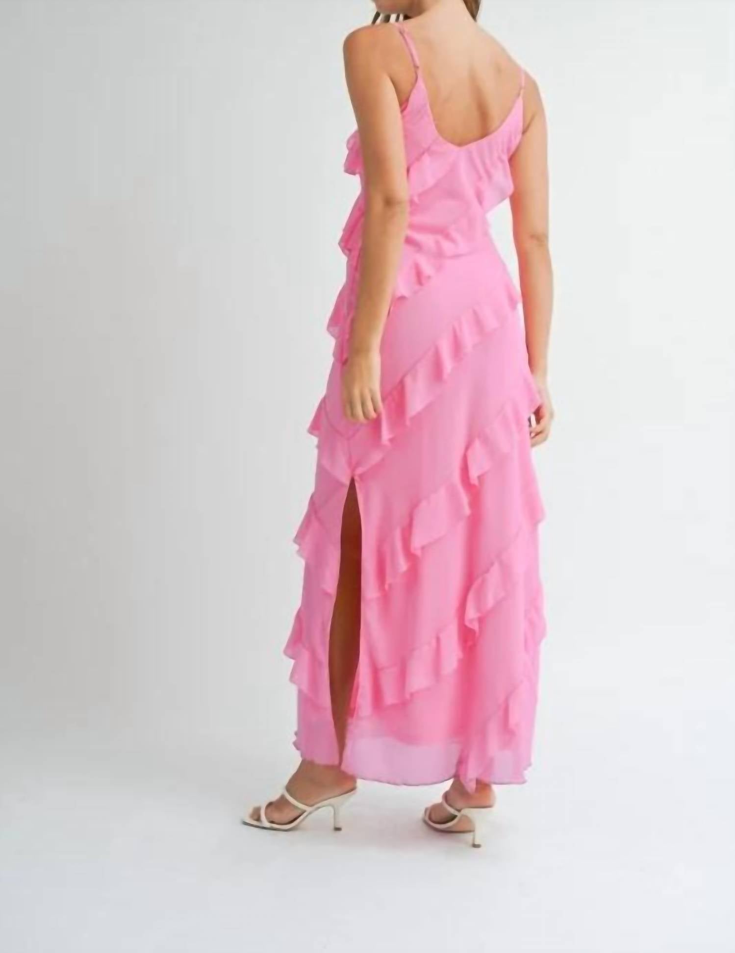 Mable - Asymmetrical Tiered Ruffled Maxi Dress