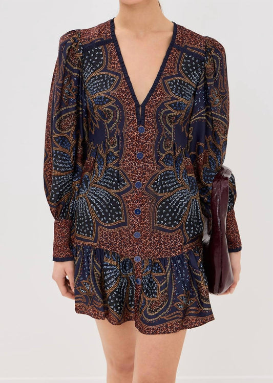 Farm Rio - Long Sleeve Floral Mini Dress