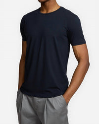 Kiefermann Short Sleeve Cotton Modal T-shirt in blue forest - men's t-shirt - detail view