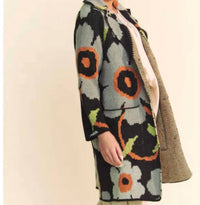 DAVI & DANI Floral Button Down Cardigan in multi - women's cardigan - detail view