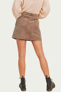 CRISS-CROSS ASYMMETRICAL CORDUROY SKIRT