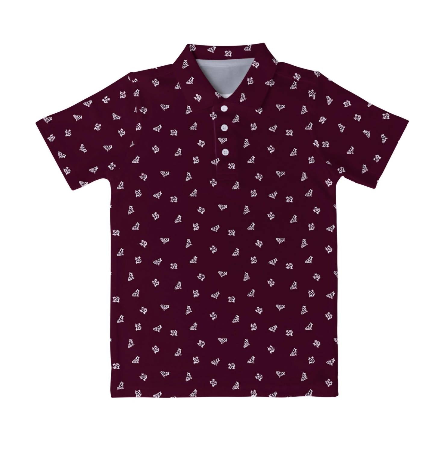 Vive La Fete - Boy's Texas A&m Aggies Logo Short Sleeve Performance Polo Shirt